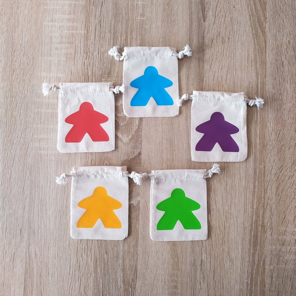 Meeple cotton board game storage pouch, for the whole family to store in the color of your choice