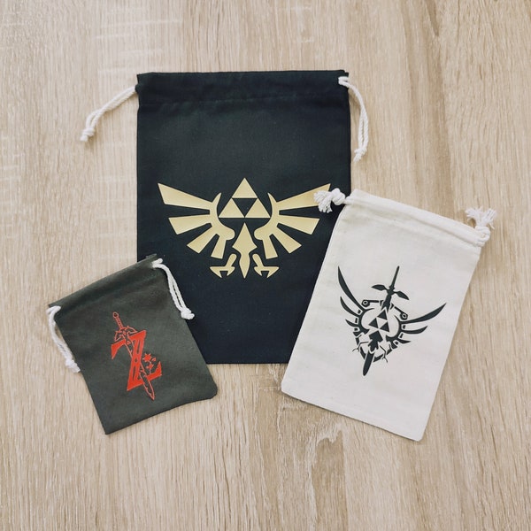 Pochon the legend of Zelda, rangement a dès, sac cadeaux, pochon triforce création artisanale