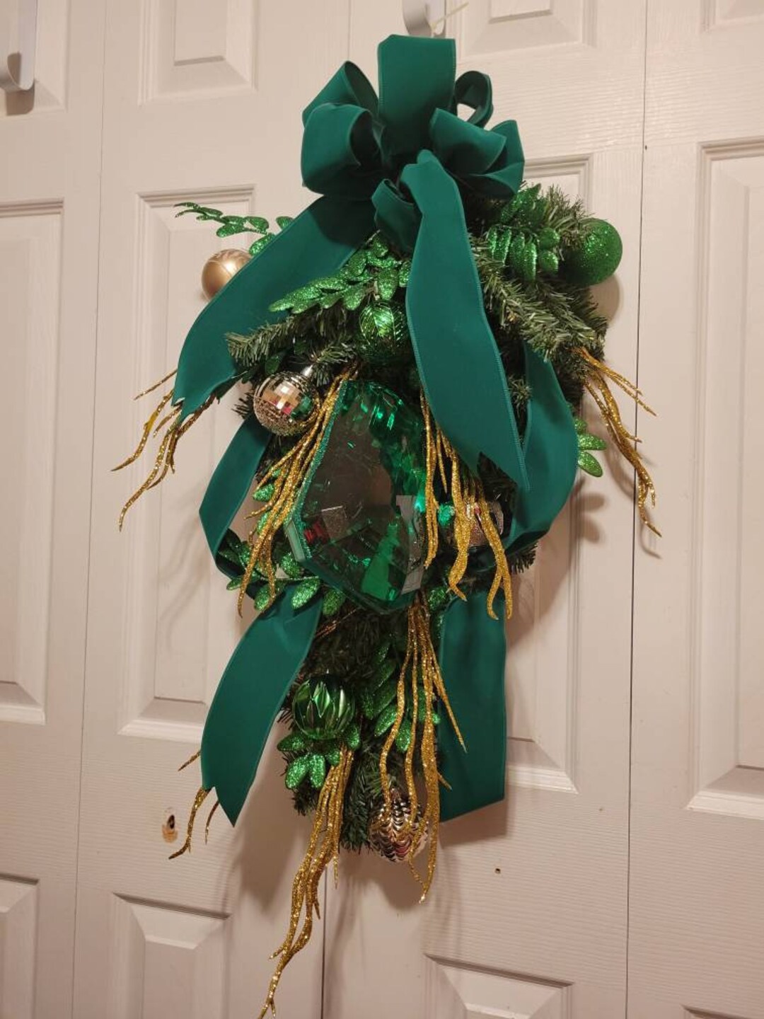 Jewel Wreath Emerald Green Front Door Elegant Christmas Wreath Holiday ...