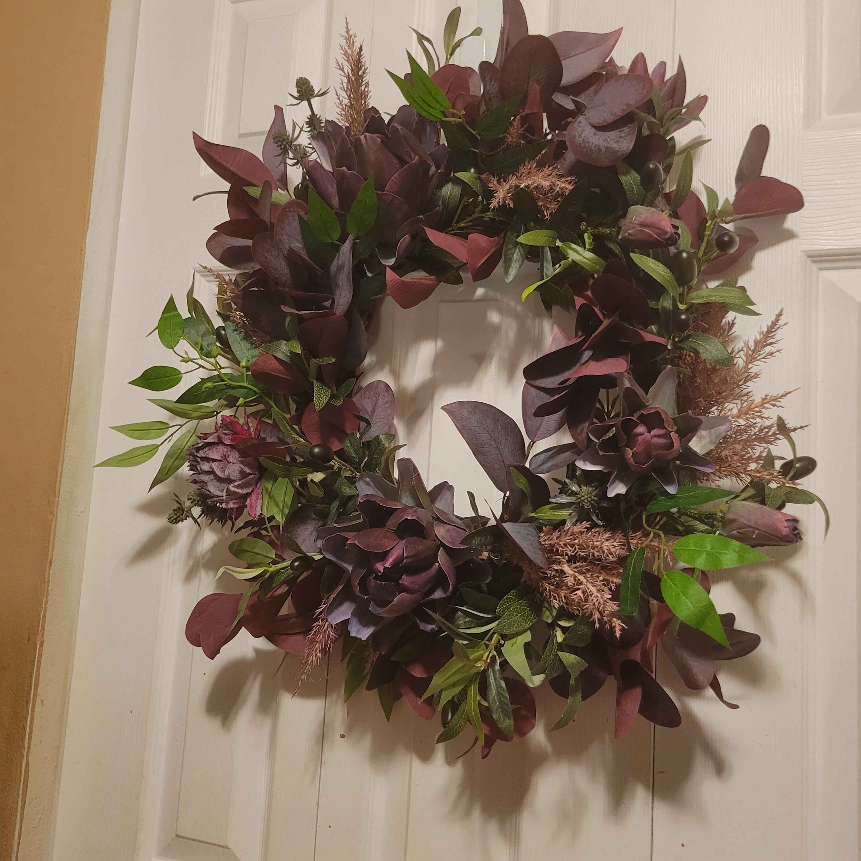 34 Front Porch Decor Ideas for Every Season 28 Purple Artichoke Wreath for Multi Seasonal Front Door Outdoor Decor,…