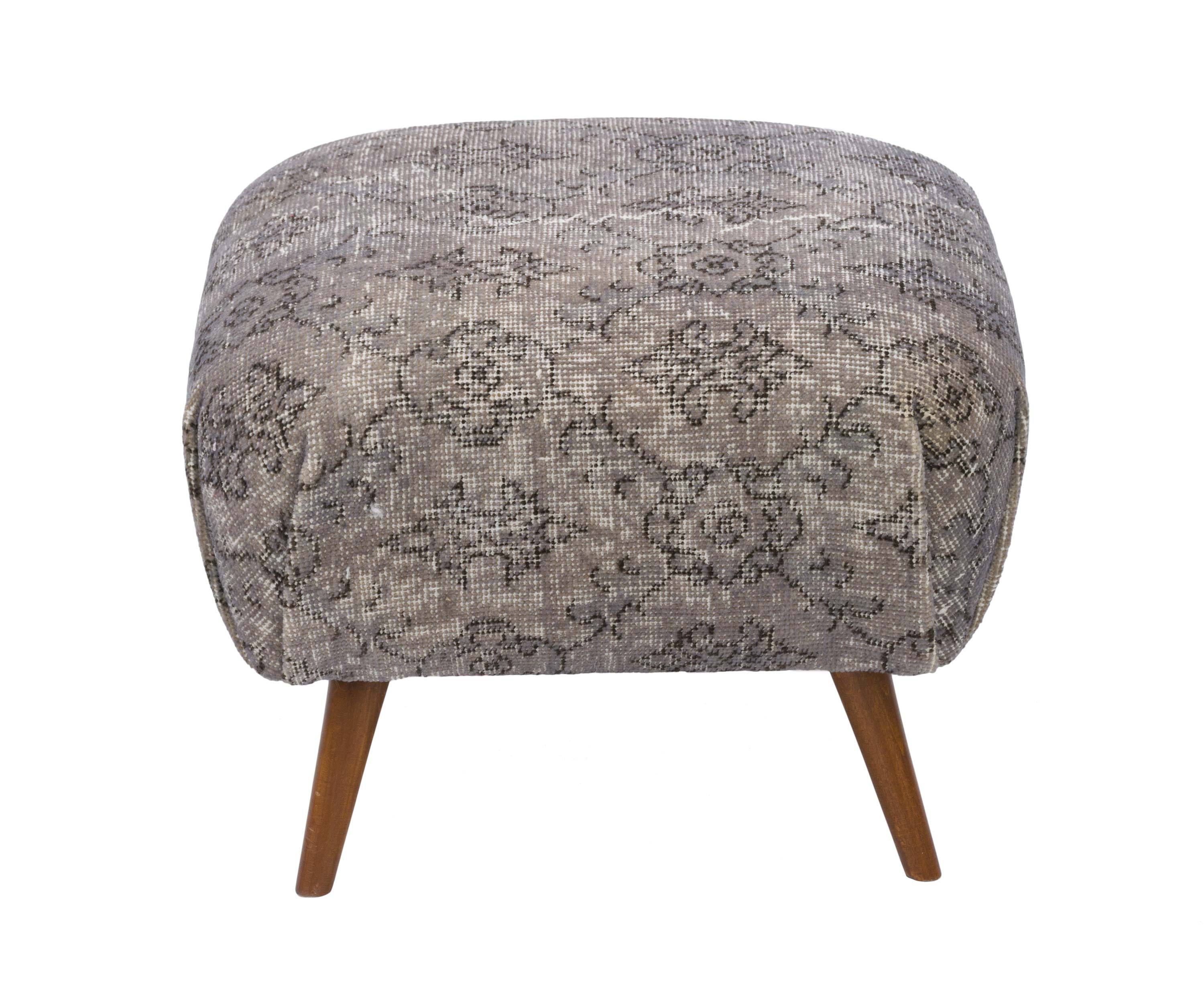 Vintage Rug Upholstered Ottoman Etsy UK