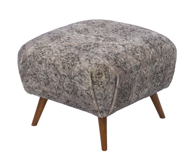 Vintage Rug Upholstered Ottoman Etsy