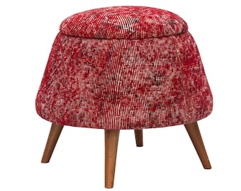 Vintage Rug Upholstered  Stool