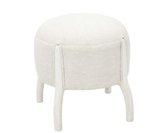Vintage Hemp Kilim Upholstered Stool