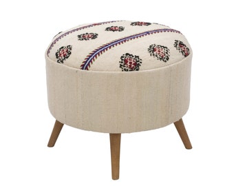 Vintage Kilim Upholstered Stool