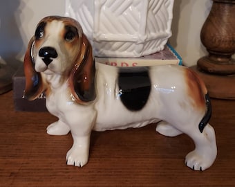Schattig vintage Coopercraft Basset Hound-ornament. Verzamelobject Engels keramiek. Leuk hondenbeeldje. Cadeau voor hondenliefhebber/basset Hound