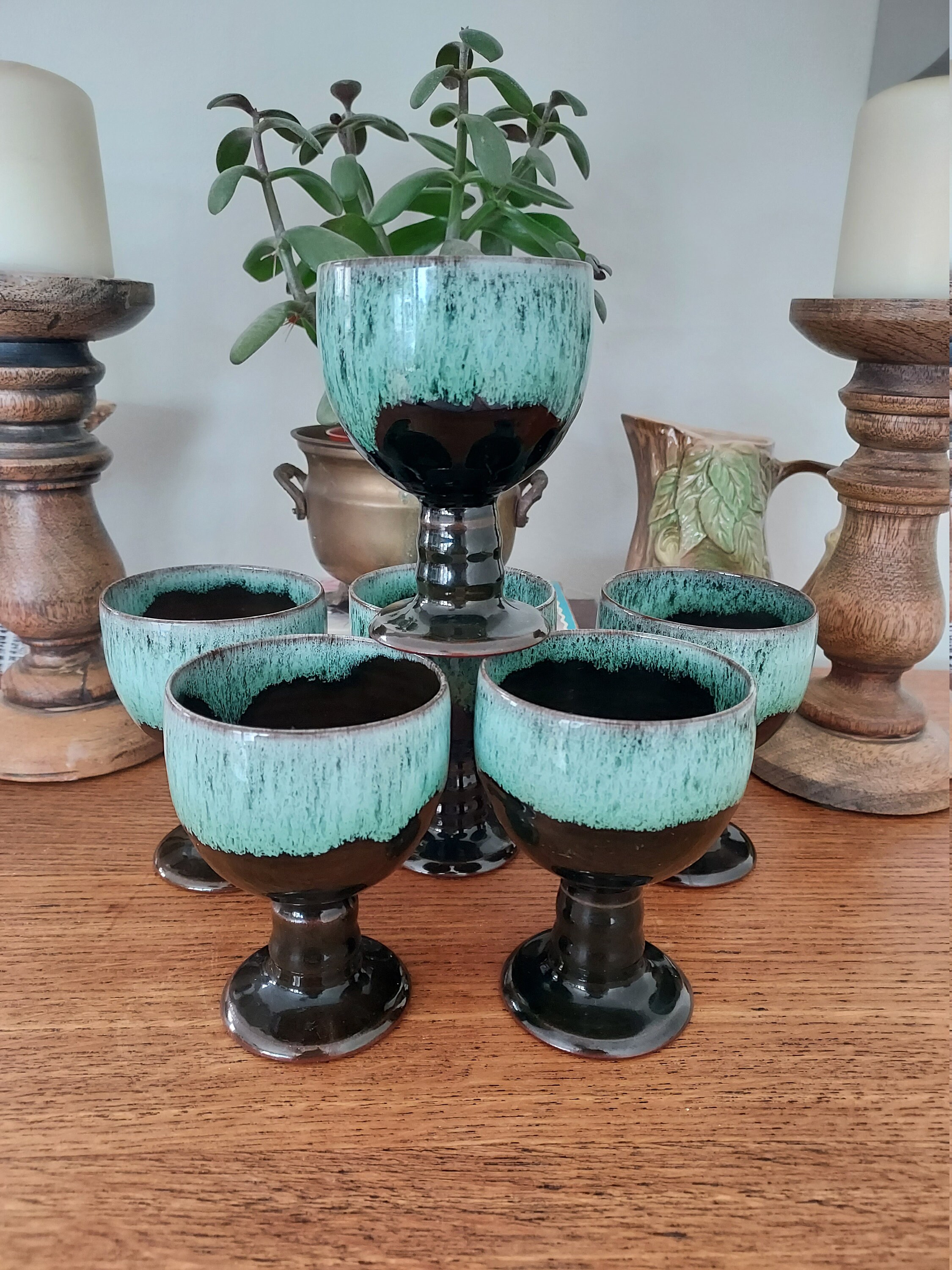 Set of 6 Woburn Pottery Ceramic Goblets. 1970s Ceramic Etsy