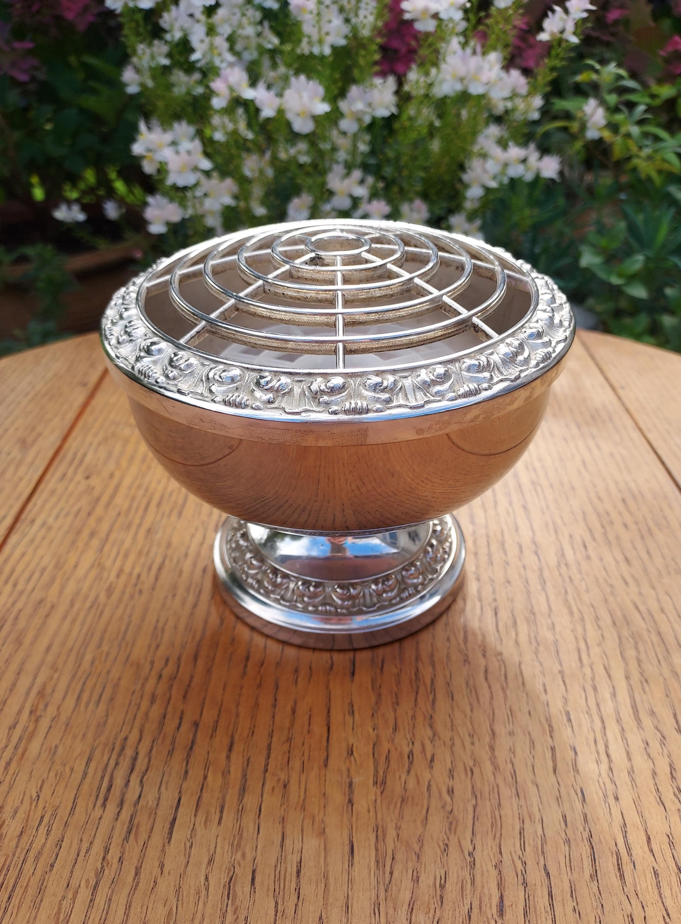 英国 アンティーク　IANTHE フラワー/ローズボウル・ベース/花器　銀メッキ Vintage Silver Plated Rose Bowl: Ianthe England Posy Vase - Etsy