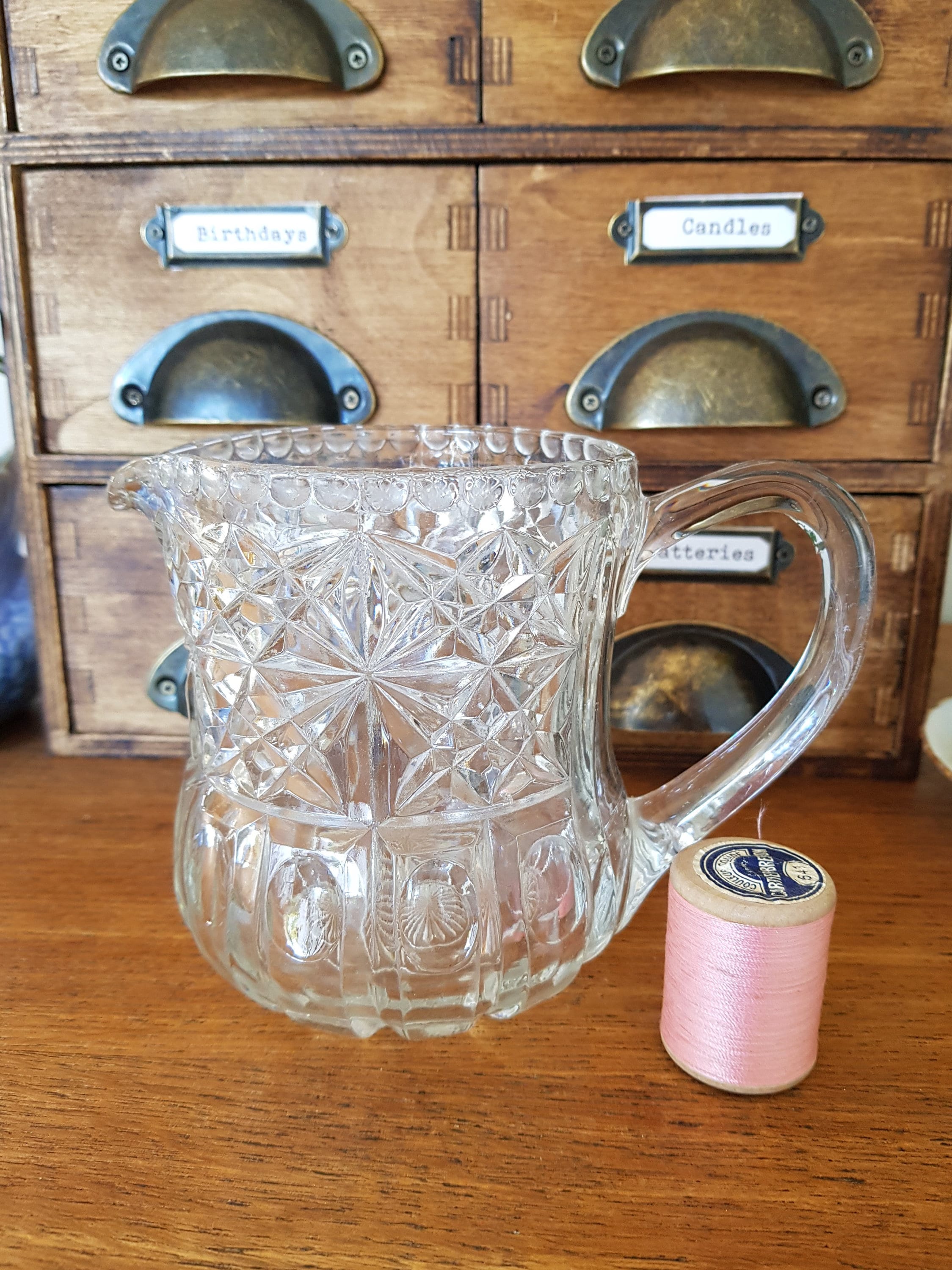 Decorative Vintage Glass Jug or Pitcher. Pretty Glass Etsy