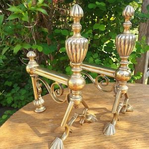Antique Brass Fire Dogs: Decorative Fireplace Andirons