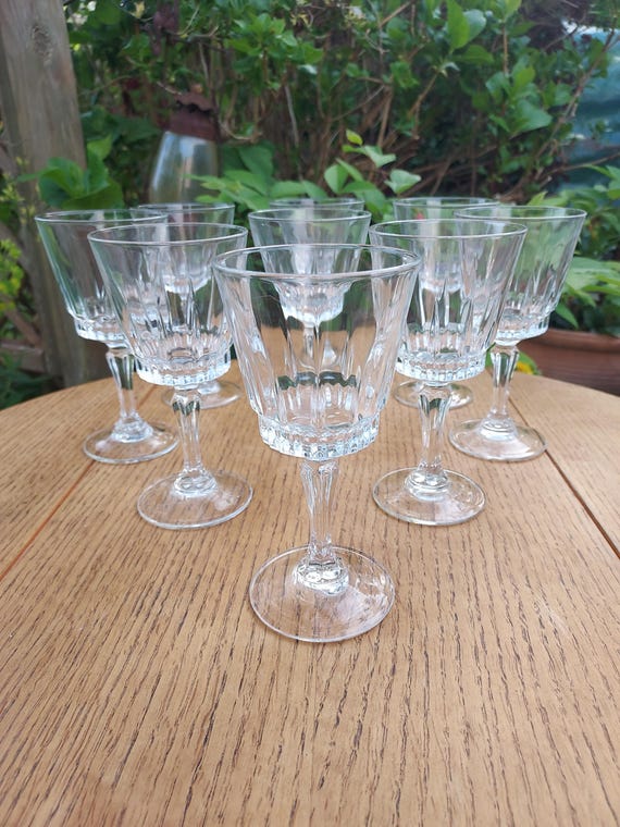 Vintage French Luminarc Wine Glasses, Set of 8, Lance Design - Etsy Denmark