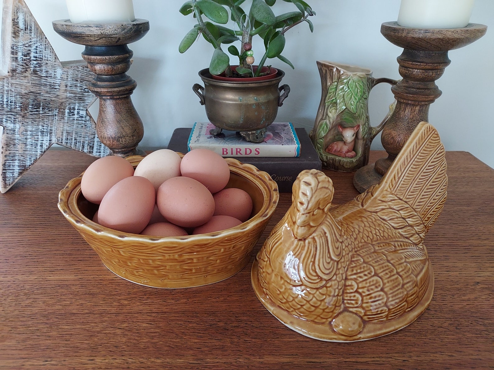 Vintage Walchester Pottery Hen on Nest Egg Holder. Golden Etsy