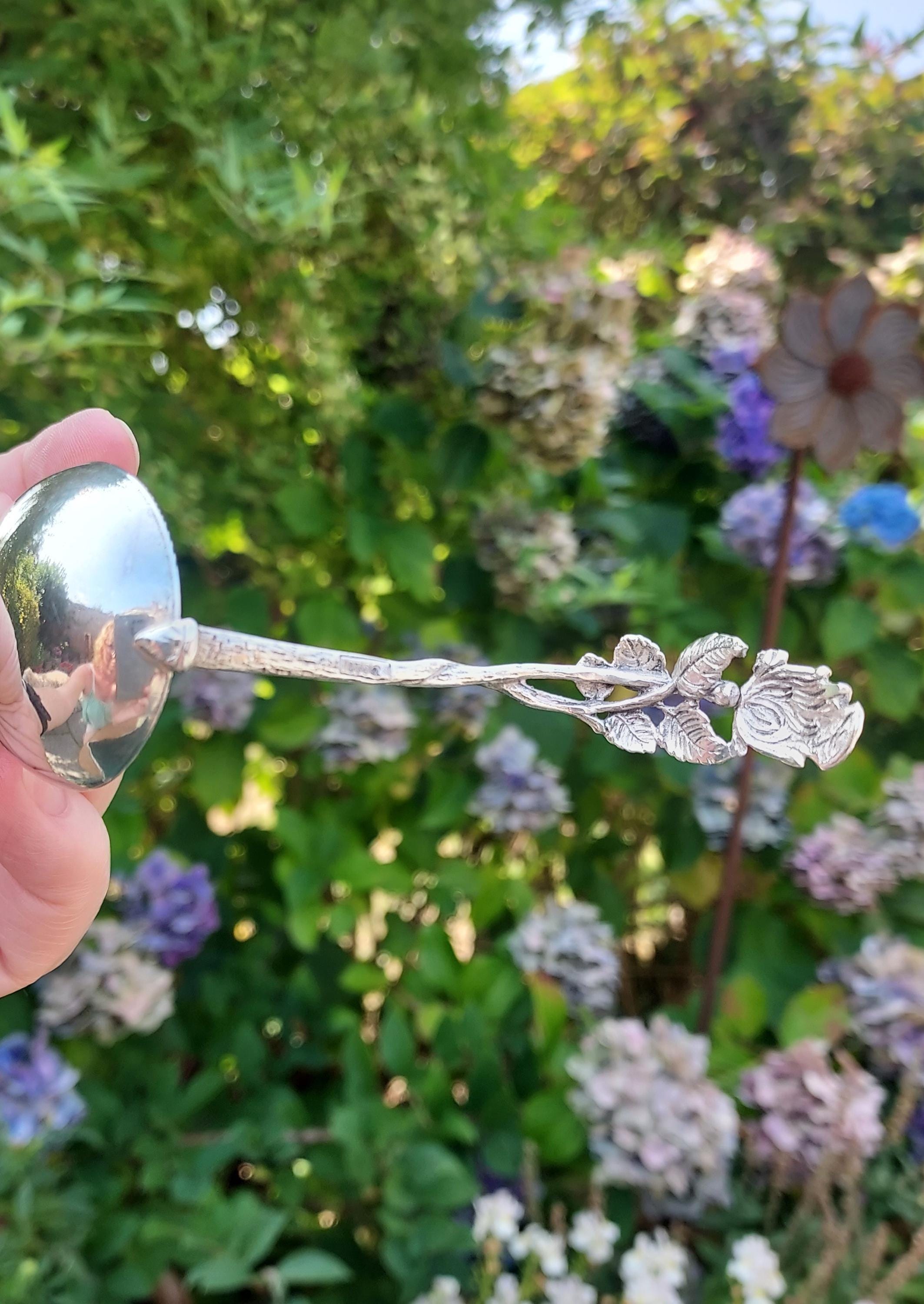 Antique 835 Solid Silver Hildesheimer Rose Ladle Spoon by