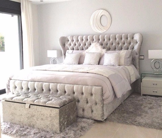 NEW JESSY DIVAN BED WITH DRAWS AND CHESTERFIELD HEADBOARD 3FT 4FT 5FT