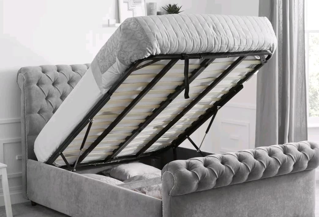 sleigh ottoman crushed velvet bed double bed kingsize bed Etsy