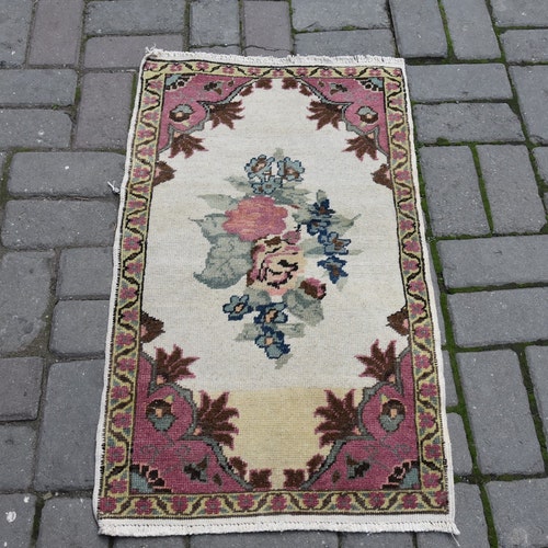 Handmade Turkish Door Mat shops Rug Vintage Accent Oushak Anatolian Handwoven Antique Carpet Boho Homedecor Kilim, 2.11