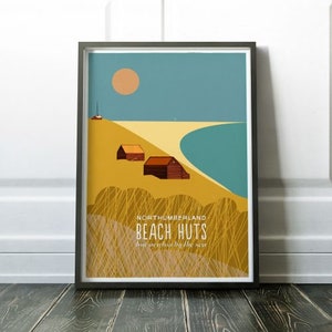 Northumberland Beach Huts, Low Newton Print