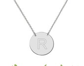 Letter Necklace - Initial Disc Necklace - Silver disc - Sterling Silver Disc - Initial Charm Gold Disc Pendant - 925 silver