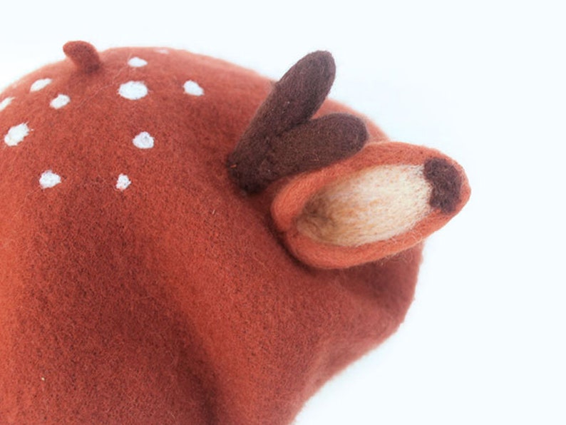 Handmade Wool Felt Animal Beret Deer Antlers Adult / Child Etsy