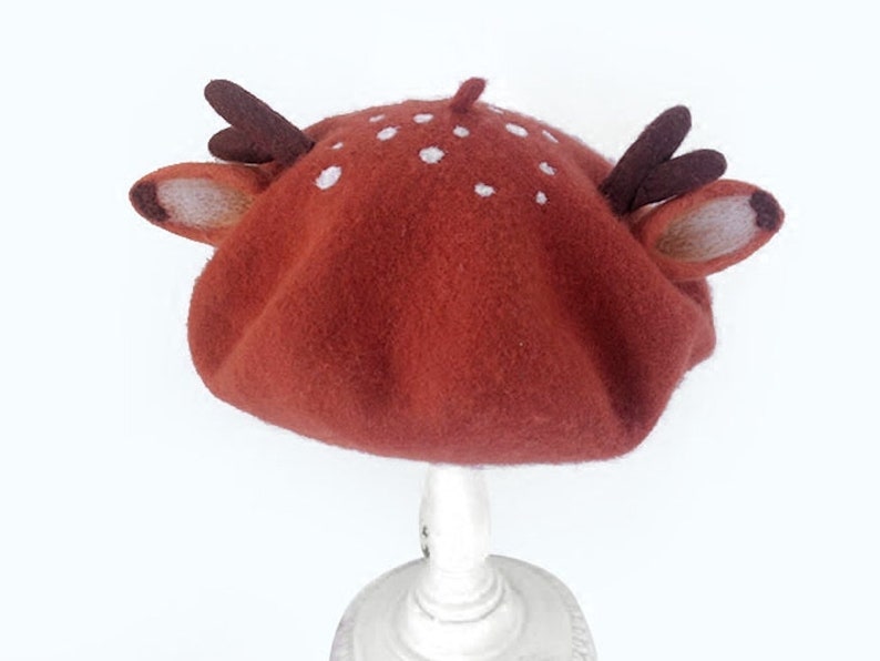 Handmade Wool Felt Animal Beret Deer Antlers Adult / Child Etsy