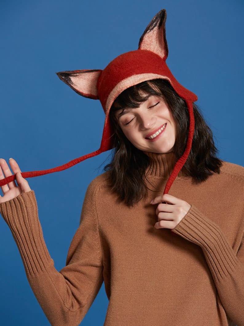 Handmade Wool Felt Animal Trapper Hat Fox Ears Adult/ Child Etsy
