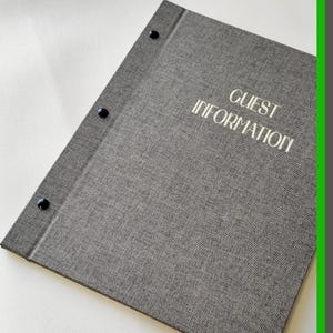 Short Stay Guest Information Binder, Linen