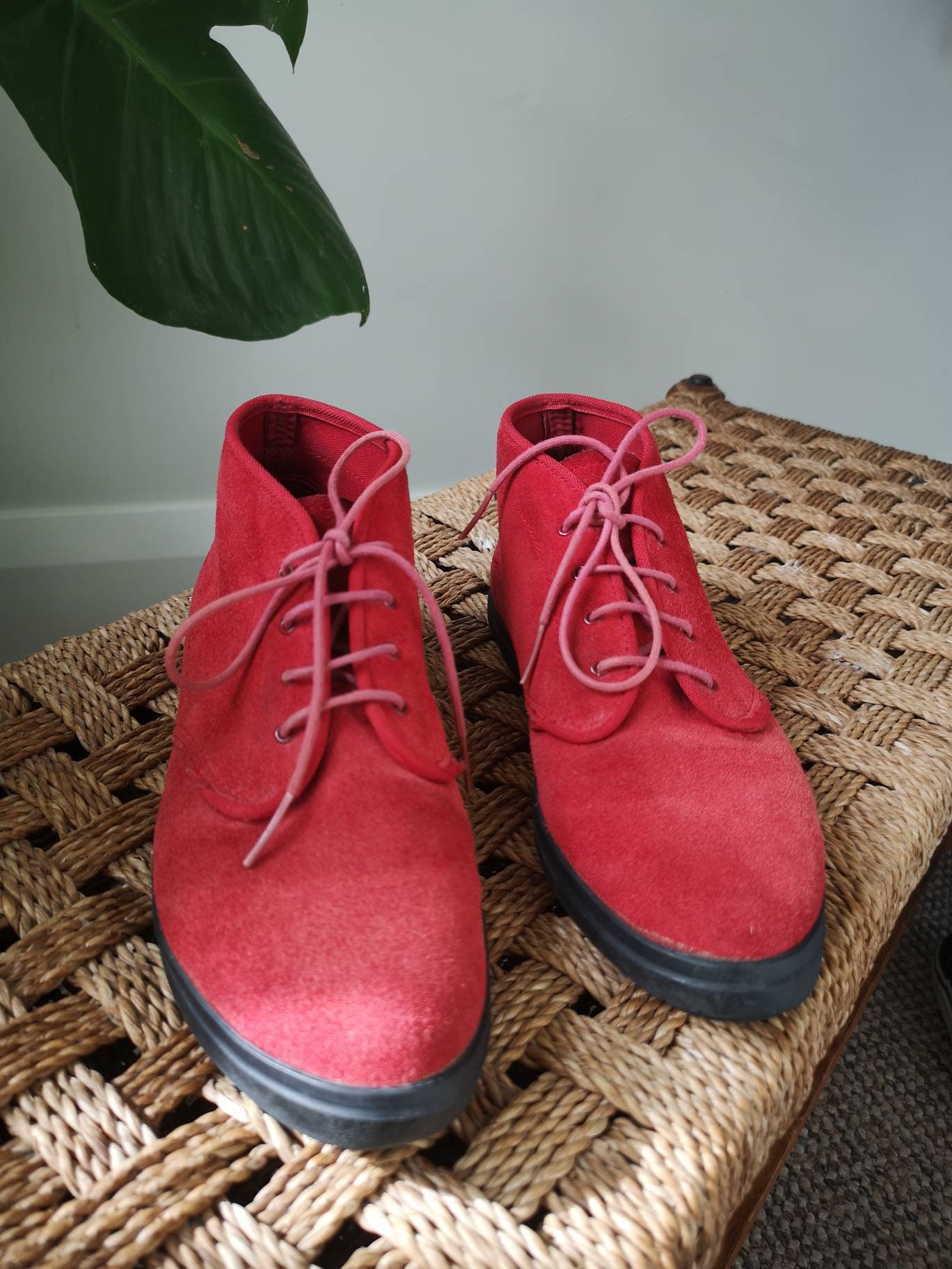 Vintage 1980s Ladies Red Suede Chukka Ankle Desert Boots / | Etsy