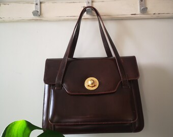 Vintage Ladies Lolise Burgundy Leather Handbag with Gold