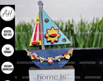 Segelboot Tischdekoration, Segelboot, Glowforge RV SVG Laser Cut Datei, Ozean Meer Geschenk, See Haus Geschenk Dekoration