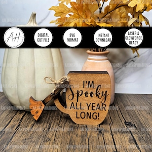 Halloween Witch Broom Coffee Mug Decor Tiered Tray Funny Cup Spooky Glowforge Laser SVG Cut File Instant Digital Download October Gift