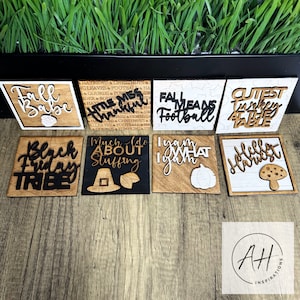 Fall Tiles V3, Fall Sign, Fall Glowforge, Fall Cut file, Fall SVG, Fall Decor, Glowforge, 4.25 Tiles for Decor, Fall Laser Files, Glowforge