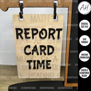 Interchangeable Elementary Classroom Report Card Teacher Sign Customized Teacher's Gift Glowforge Laser SVG Cut File Middle School Grades