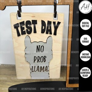 Interchangeable Elementary Classroom Test Day Teacher Sign Customized Teacher's Gift Glowforge Laser SVG Cut File Class School Exam Decor