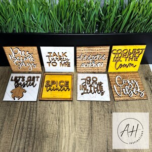 Fall Tiles V1, Fall Sign, Fall Glowforge, Fall Cut file, Fall SVG, Fall Decor, Glowforge, 4.25 Tiles for Decor, Fall Laser Files, Glowforge