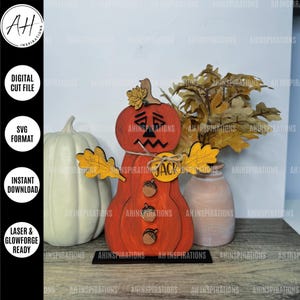 Jack-O-Lantern Halloween-standaard, pompoenbord, oktober Funny Lover SVG, Glowforge en lasergesneden bestand, vrijstaand cadeau voor decoratie