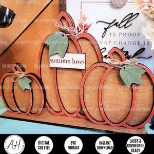 Pumpkin Trio Sitter Autumn Pumpkin Glowforge Fall Glowforge Standing Pumpkins Pumpkin SVG Glowforge Pumpkins, Fall Pumpkin Table Sitter
