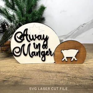 Christmas Nativity Shelf Sitter Manger Glowforge SVG Laser Cut file Gift for Her Tabletop Religious Decoration Baby Jesus Bethlehem