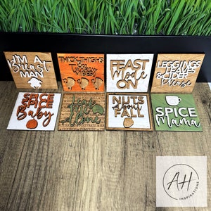 Fall Tiles V2, Fall Sign, Fall Glowforge, Fall Cut file, Fall SVG, Fall Decor, Glowforge, 4.25 Tiles for Decor, Fall Laser Files, Glowforge