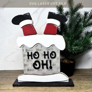 Santa Chimney Christmas Decor SVG Laser Cut File for Holiday Sitter Santa Claus Tabletop Sign for Glowforge Jolly St. Nick Christmas Gift