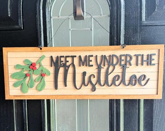 Christmas Mistletoe Door Hanger SVG Laser Cut File for Holiday Entryway Decor Sign for Glowforge Christmas Hanging Wall Decoration for Gift