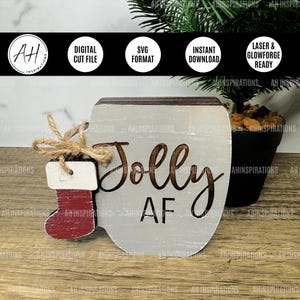 Decoração de caneca de café de Papai Noel de Natal, bandeja em camadas, xícara de inverno engraçada, arquivo de corte SVG a laser Glowforge, download digital instantâneo, presente para feriados