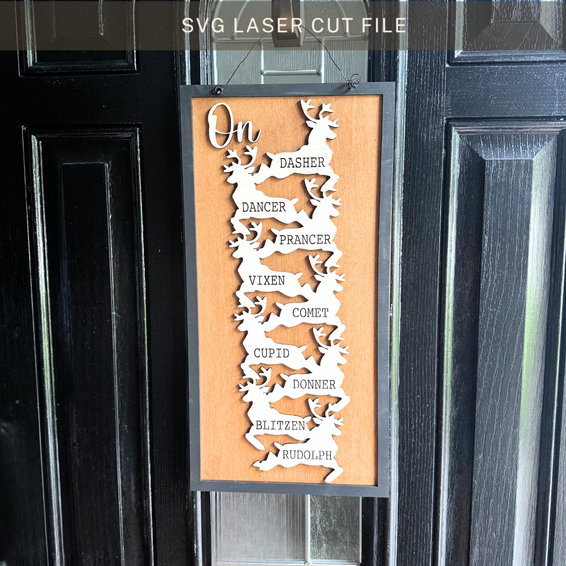 Reindeer Door Hanger SVG Laser Cut File for Glowforge Christmas Design ...