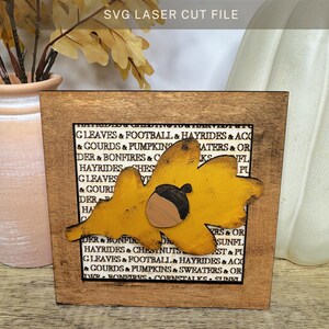 Eikenblad eikel fotolijst herfst oogst decoratie herfst SVG voor Glowforge teken of lasergesneden bestand decor herfst bladeren cadeau