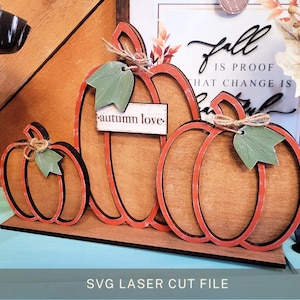 Pumpkin Trio Sitter Autumn Pumpkin Glowforge Fall Glowforge Standing Pumpkins Pumpkin SVG Glowforge Pumpkins, Fall Pumpkin Table Sitter