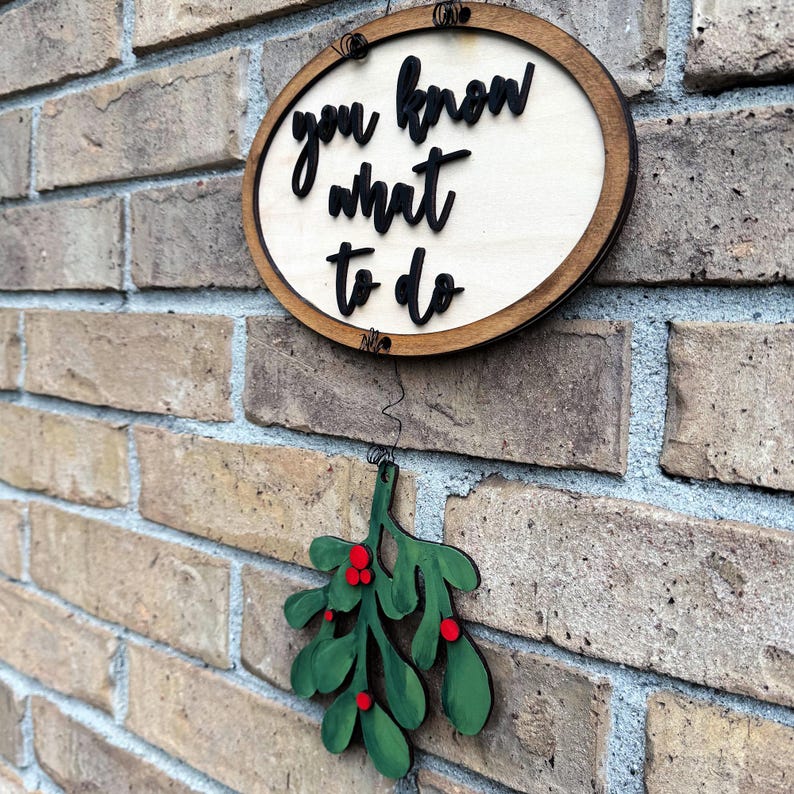 Christmas Mistletoe Sign SVG Laser Cut File for Glowforge Holiday Door ...