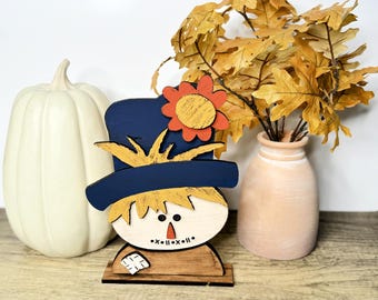 Autumn Scarecrow Tabletop Sitter Fall Lover SVG Glowforge and Laser Cut File Free Standing Funny Gift For Decoration Digital Download