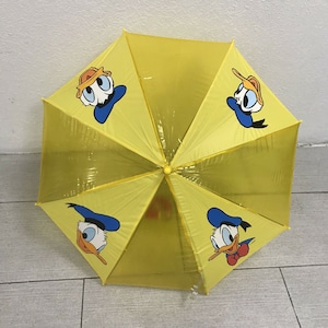 Vintage RARE Disney Mickeys Stuff For Kids Donald Duck Yellow Plastic Umbrella