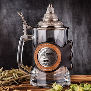 Deep Rock Galactic Rock and Stone Beer Mug with Lid, Personalized Beer Glass, Custom Glassware, DRG Beer Stein