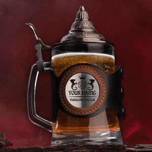 Dungeon Master Bierkrug mit Deckel, Dungeons und Drachen, DnD personalisiertes Bierglas, kundenspezifische Gläser, Bierkrug