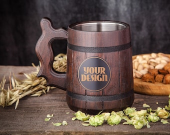 Wooden Mug, Handmade Beer Stein, Custom Tankard, 650 ml